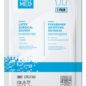 Хірургічні латексні рукавички стерильні NEWMED, неприпудрені з полімерним захисним покриттям, загорнутий край манжети, текстуровані, розмір S (7.0)