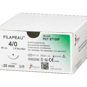 Нитка, що не розсмоктується, FILAPEAU (Етілон) 4/0, ріжуча 20мм, 3/8, довжина 45см, 1шт.