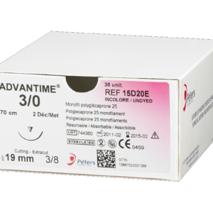 Нитка, що розсмоктується, ADVANTIME (Монокрил) 5/0, зворотньо-ріжуча 16мм, 3/8, довжина 45см, 1шт.