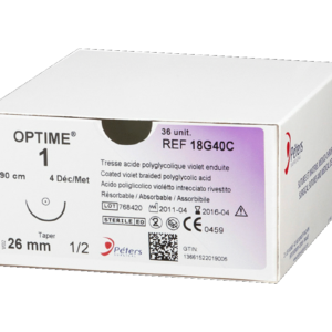 Нитка, що розсмоктується, OPTIME (Вікрил) 0, колюча 48мм, 1/2, довжина 90CM, 1шт.