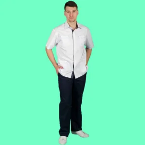 Блуза медична "Класік" чоловіча біла рукав коротк розм (182-88-76) тк510