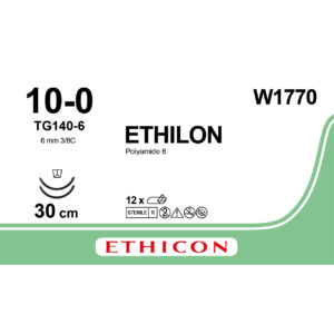 Етілон (Ethilon) 10-0 шпательна 2*6,5 Едванст Мікро-Поінт (Micro-Point Advanced) MICRO-POINT 3/8кола, чорний 30см, 1шт.