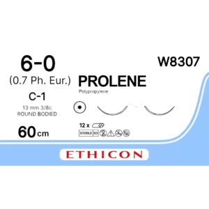 Пролен 6-0 колюча Taper Point 2*13мм, 3/8 кола, VB, блакитний 60см