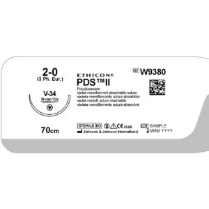 ПДС-ІІ (PDS-II) 2-0 колюча-ріжуча Таперкат (Tapercut) 36мм, 1/2кола, фіолетовий 70см, 1шт.