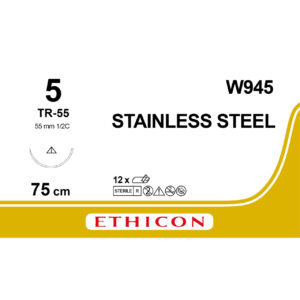 Сталь хірургічна 5 Трокар поінт (Trocar Point) 55 mm, 1/2кола, 75см, 1шт.