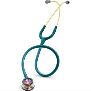 Стетоскоп Літман Классік II педіатрік (Littmann Classic II pediatric), бірюзовий з головкою кольору веселки