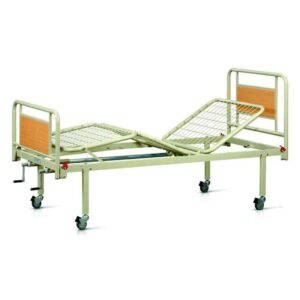 Медичне ліжко з двома ручками для регулювання з вставками з дерева та колеса для ліжка(комплект 4шт)