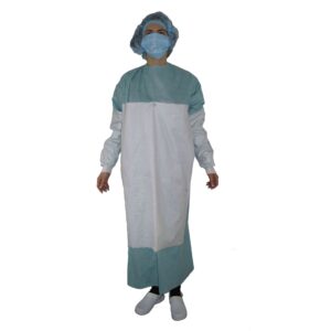 Халат хірургічний підсилений, одноразового використання, стерильний, СММС, розмір L, зеленого кольору, FAPOMED