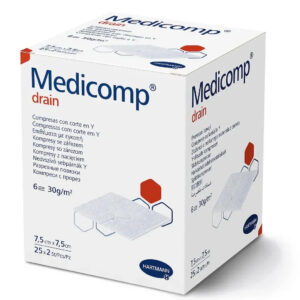 Серветка з нетканного матеріалу з надрізом Medicomp drain 7,5 см х 7,5 см, 1шт.