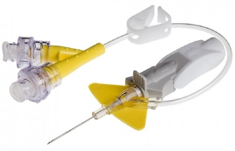 BD Нексіва (BD Nexiva) внутрішньовенний катетер закритого типу, подвійний порт, два безголкових конектора Q-Syte 24 G 0,7 x 14 мм, жовтий