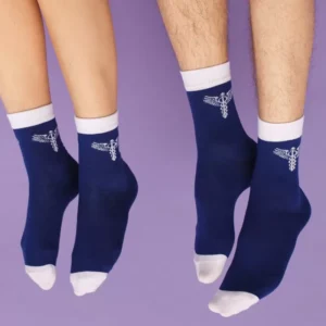 Медичні шкарпетки з принтом Caduceus (сині) р.41-44